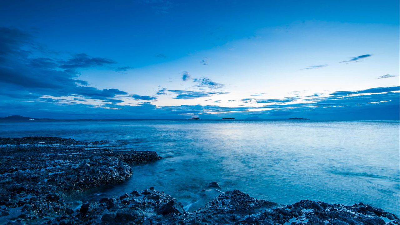 Wallpaper sea, coast, twilight, landscape, nature