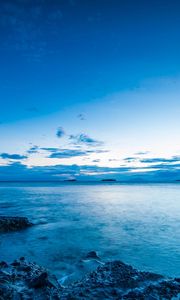 Preview wallpaper sea, coast, twilight, landscape, nature