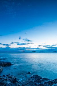 Preview wallpaper sea, coast, twilight, landscape, nature