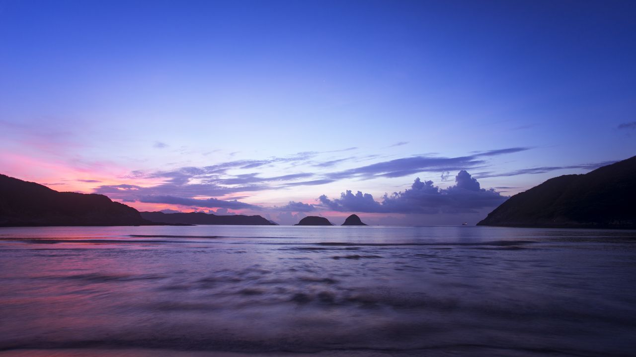 Wallpaper sea, dusk, evening, sky, rocks