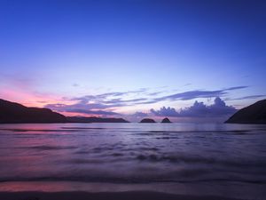 Preview wallpaper sea, dusk, evening, sky, rocks