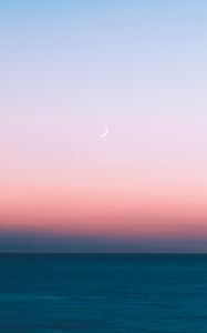 Preview wallpaper sea, dusk, moon, horizon, landscape