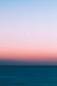 Preview wallpaper sea, dusk, moon, horizon, landscape