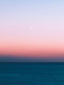 Preview wallpaper sea, dusk, moon, horizon, landscape