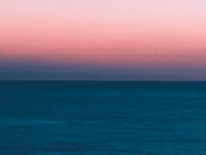 Preview wallpaper sea, dusk, moon, horizon, landscape