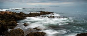 Preview wallpaper sea, foam, reefs, stones, nature, landscape