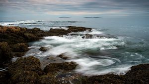 Preview wallpaper sea, foam, reefs, stones, nature, landscape