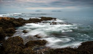 Preview wallpaper sea, foam, reefs, stones, nature, landscape