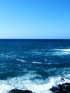 Preview wallpaper sea, foam, rocks, horizon, line