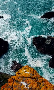 Preview wallpaper sea, foam, rocks, stones, nature