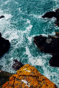 Preview wallpaper sea, foam, rocks, stones, nature