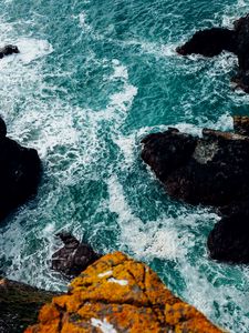 Preview wallpaper sea, foam, rocks, stones, nature
