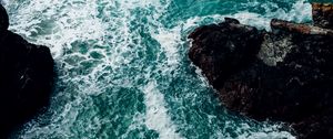 Preview wallpaper sea, foam, rocks, stones, nature