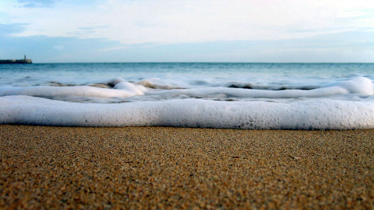 Wallpaper sea, foam, sand
