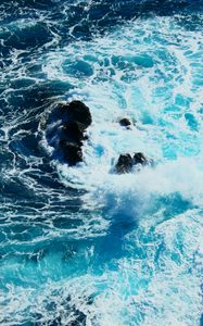 Preview wallpaper sea, foam, stones, nature