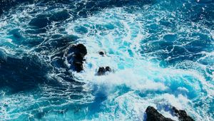 Preview wallpaper sea, foam, stones, nature