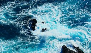 Preview wallpaper sea, foam, stones, nature
