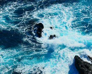 Preview wallpaper sea, foam, stones, nature