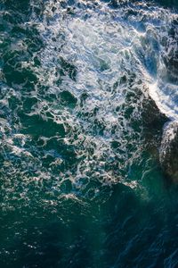 Preview wallpaper sea, foam, waves, aerial view, wavy