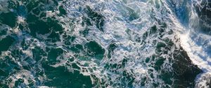 Preview wallpaper sea, foam, waves, aerial view, wavy