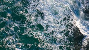 Preview wallpaper sea, foam, waves, aerial view, wavy