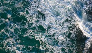 Preview wallpaper sea, foam, waves, aerial view, wavy