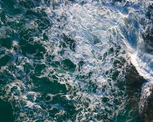 Preview wallpaper sea, foam, waves, aerial view, wavy