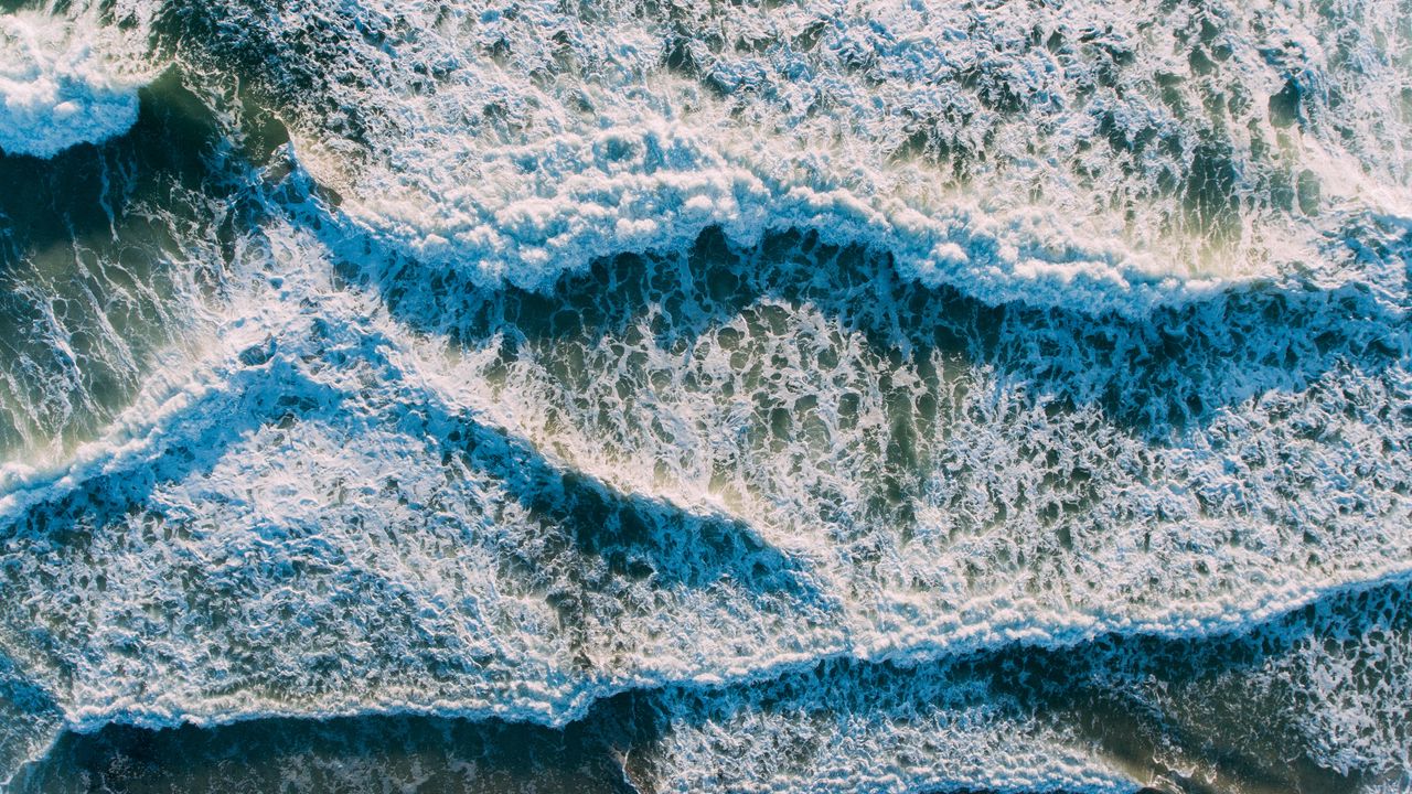 Wallpaper sea, foam, waves, nature, aerial view