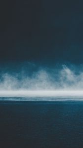 Preview wallpaper sea, fog, horizon, sky, clouds, overcast