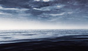 Preview wallpaper sea, gloomy, horizon, shroud, photoshop, moon