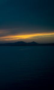 Preview wallpaper sea, hills, evening, landscape, dark