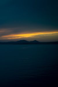 Preview wallpaper sea, hills, evening, landscape, dark