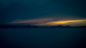 Preview wallpaper sea, hills, evening, landscape, dark