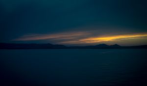Preview wallpaper sea, hills, evening, landscape, dark