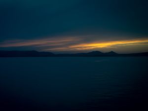 Preview wallpaper sea, hills, evening, landscape, dark