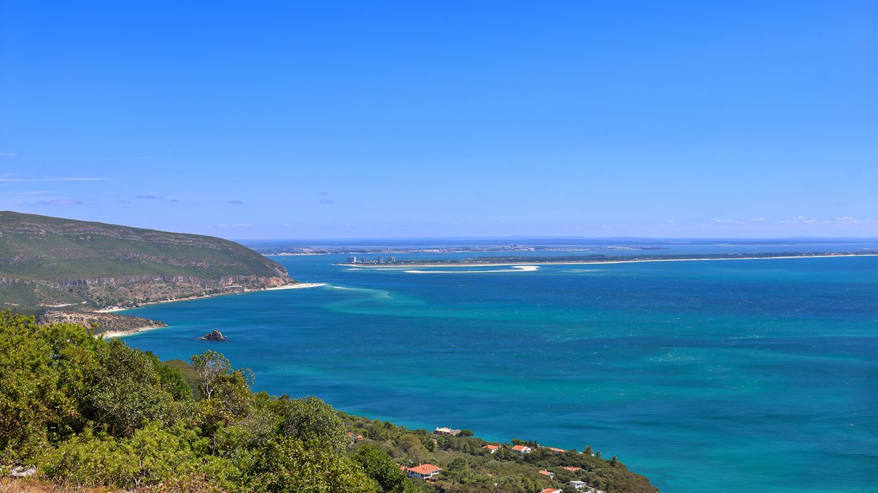 Wallpaper sea, hills, horizon, sky, nature