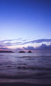 Preview wallpaper sea, hills, horizon, evening, landscape
