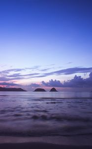 Preview wallpaper sea, hills, horizon, evening, landscape