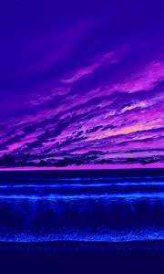 Preview wallpaper sea, horizon, art, sunset