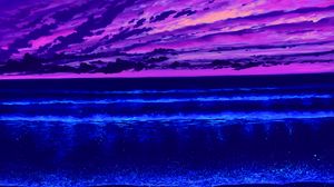 Preview wallpaper sea, horizon, art, sunset