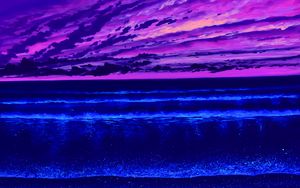 Preview wallpaper sea, horizon, art, sunset
