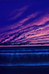 Preview wallpaper sea, horizon, art, sunset, night