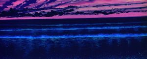 Preview wallpaper sea, horizon, art, sunset, night