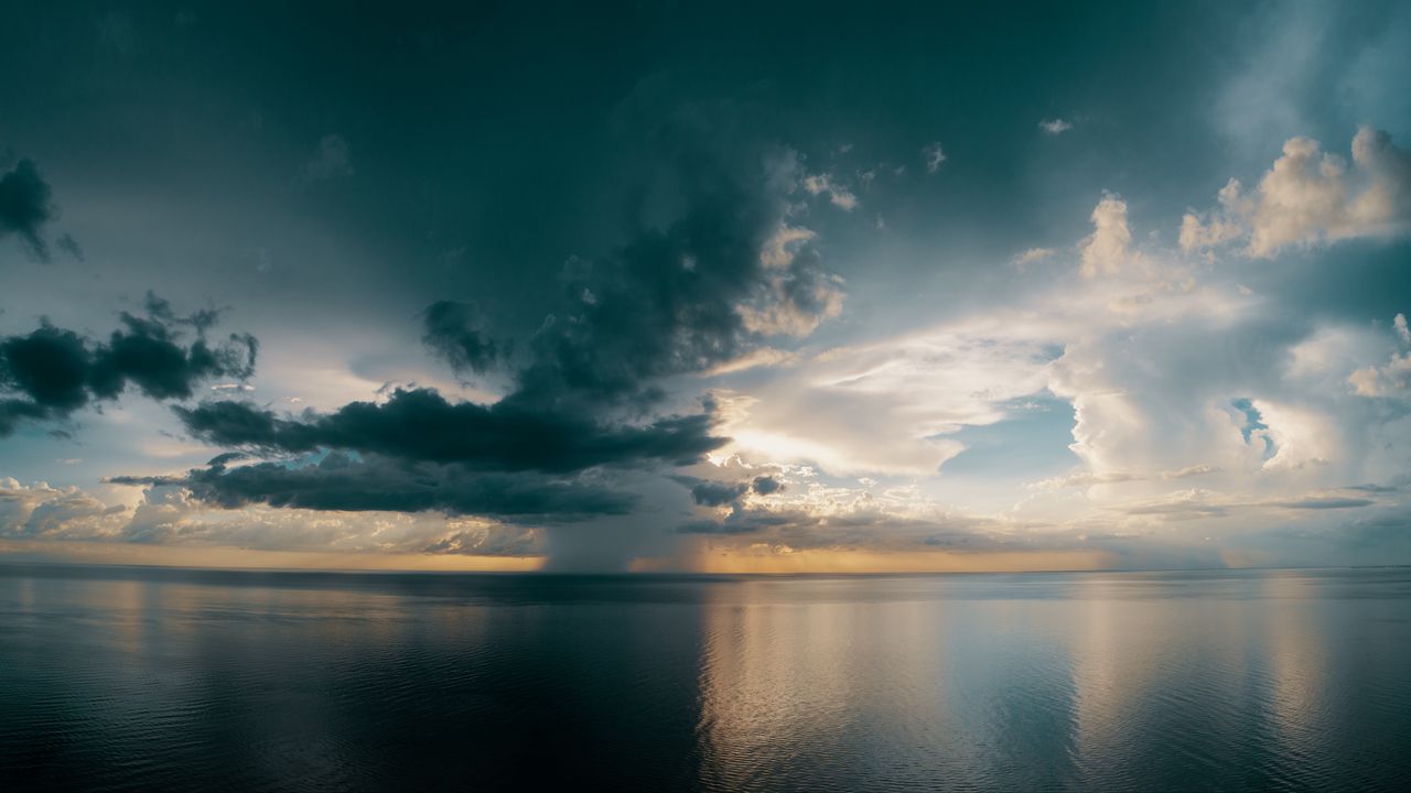 Wallpaper sea, horizon, clouds, ripples, overcast