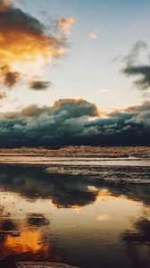 Preview wallpaper sea, horizon, clouds, sky, sunset