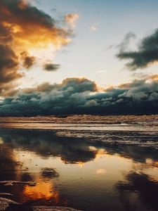 Preview wallpaper sea, horizon, clouds, sky, sunset