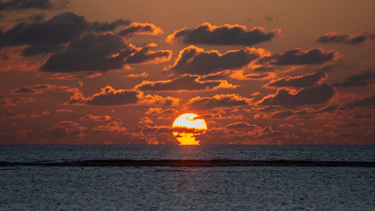 Wallpaper sea, horizon, clouds, sunset, nature, dark