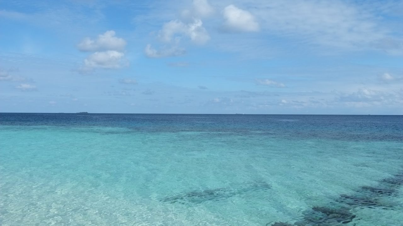 Wallpaper sea, horizon, clouds, blue