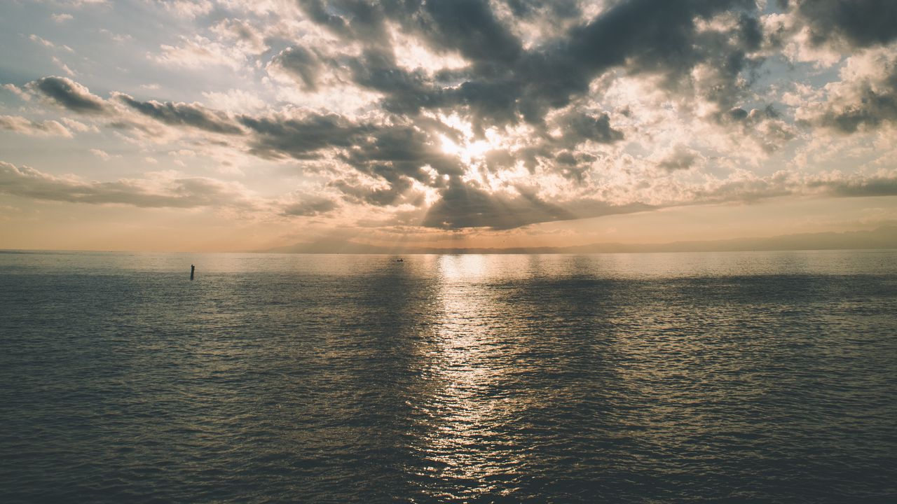 Wallpaper sea, horizon, clouds, landscape