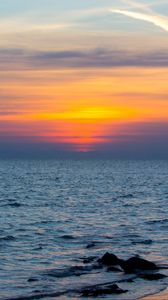 Preview wallpaper sea, horizon, landscape, sky, evening